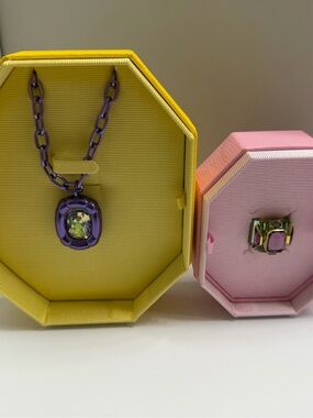 NIB- Swarovski Cocktail Ring And Necklace Set Size 5 1/4 Ring